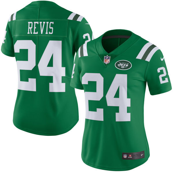 Nike Jets 24 Darrelle Revis Green Color Rush Women Limited Jersey