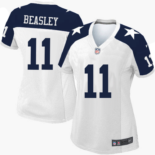 Nike Cowboys 11 Cole Beasley White Throwback Women Game Jersey