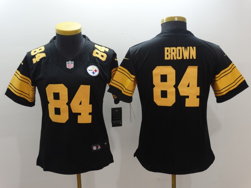 Nike Steelers 84 Antonio Brown Black Women Color Rush Limited Jersey