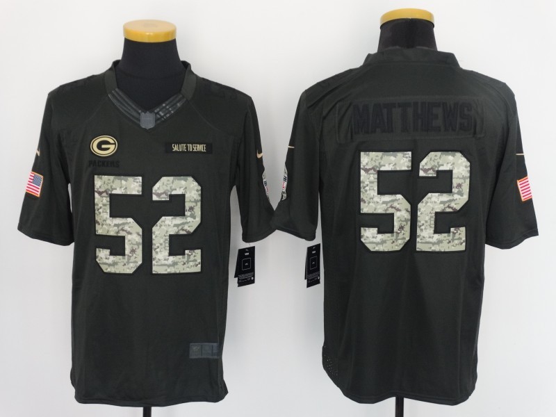 Nike Packers 52 Clay Matthews Anthracite Salute to Service Limited Jersey
