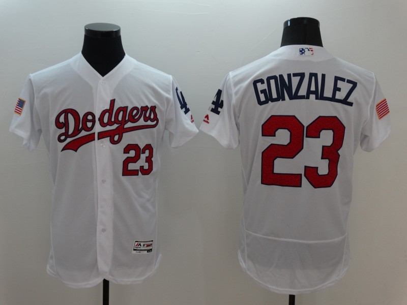 Dodgers 23 Adrian Gonzalez White Fashion Stars & Stripes Flexbase Jersey