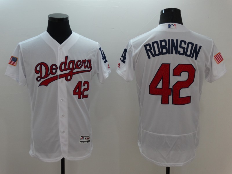 Dodgers 42 Jackie Robinson White Fashion Stars & Stripes Flexbase Jersey