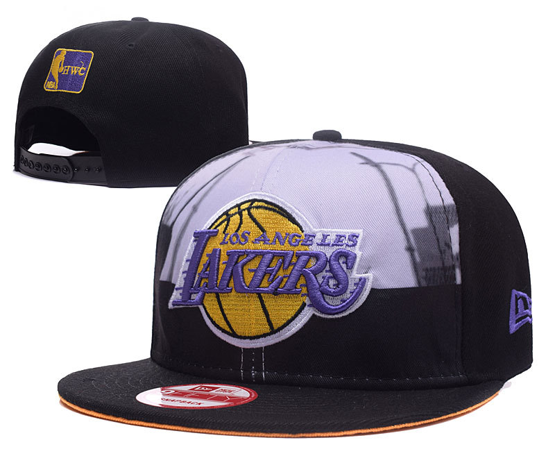 Lakers Team Logo Black Adjustable Hat GS2