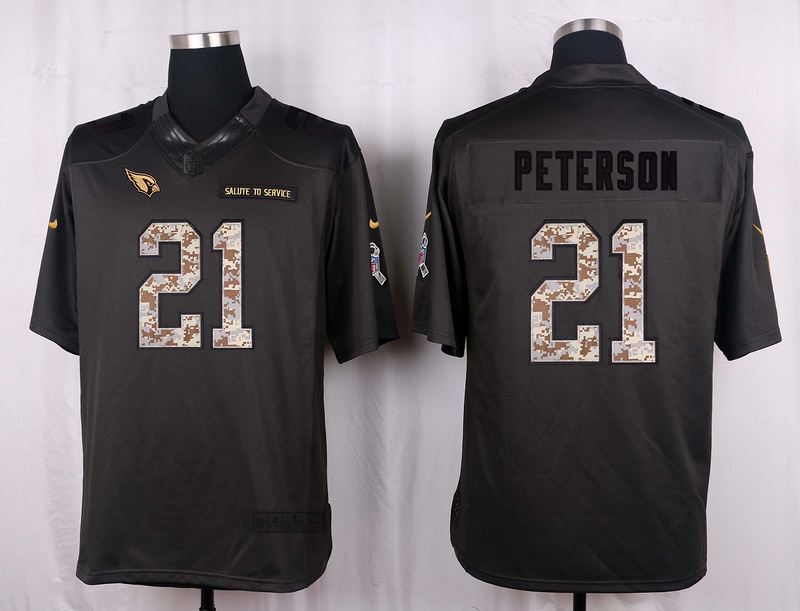 Nike Cardinals 21 Patrick Peterson Anthracite Salute to Service Limited Jersey