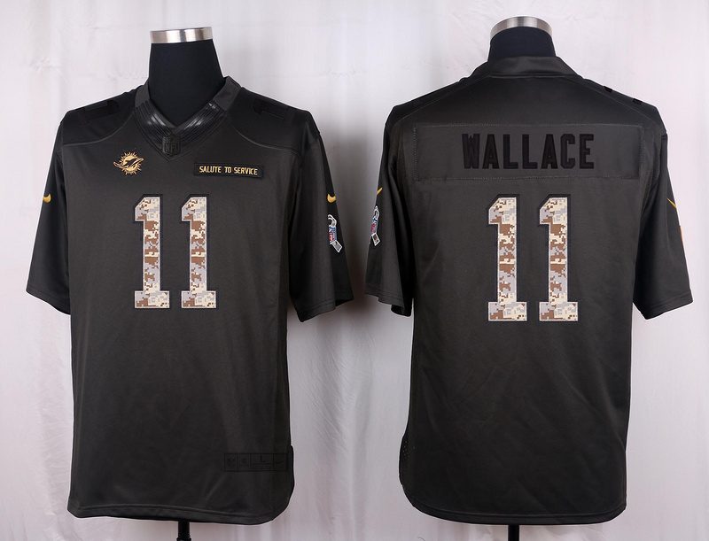 Nike Dolphins 11 Mike Wallace Anthracite Salute to Service Limited Jersey
