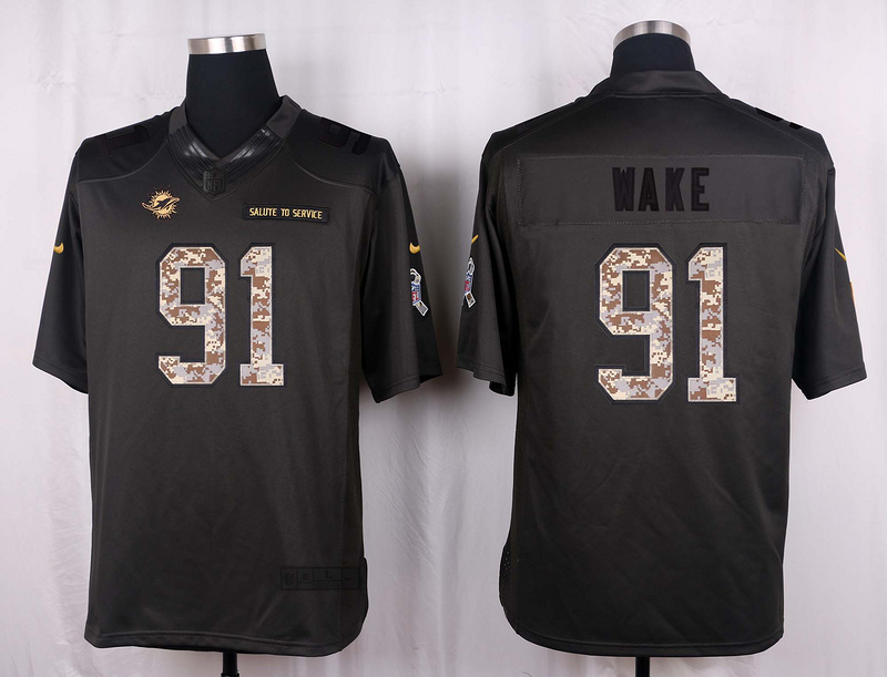 Nike Dolphins 91 Cameron Wake Anthracite Salute to Service Limited Jersey