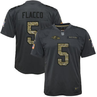 Nike Ravens 5 Joe Flacco Anthracite Salute to Service Youth Limited Jersey