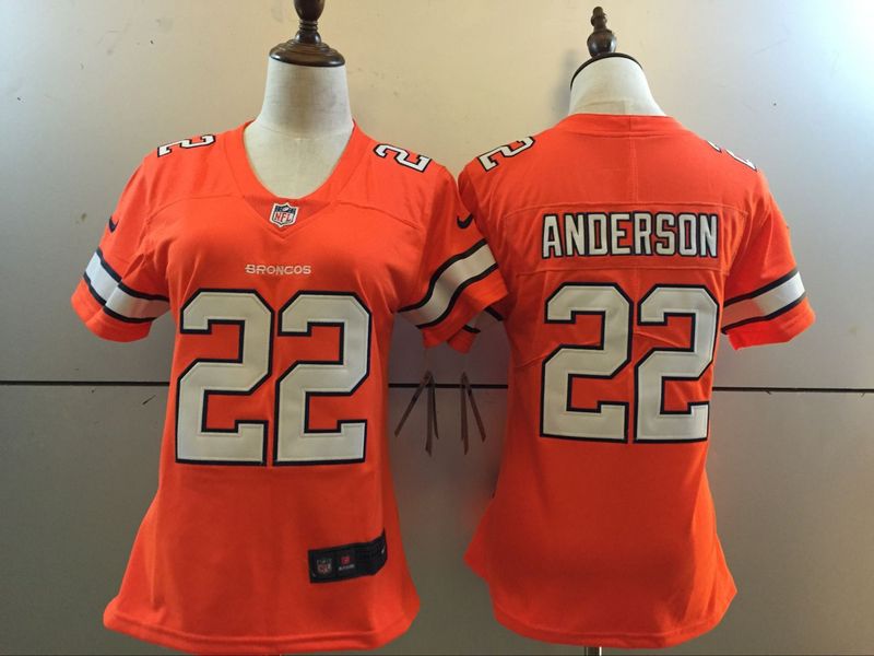 Nike Broncos 22 C.J. Anderson Orange Women Color Rush Limited Jersey