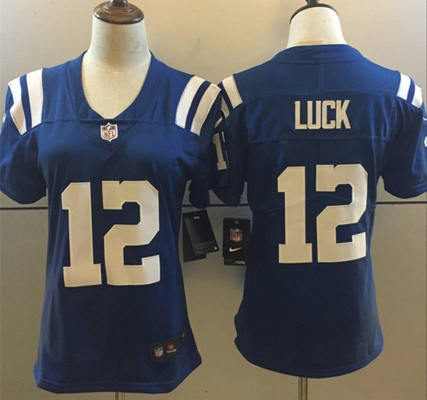 Nike Colts 12 Andrew Luck Blue Women Color Rush Limited Jersey
