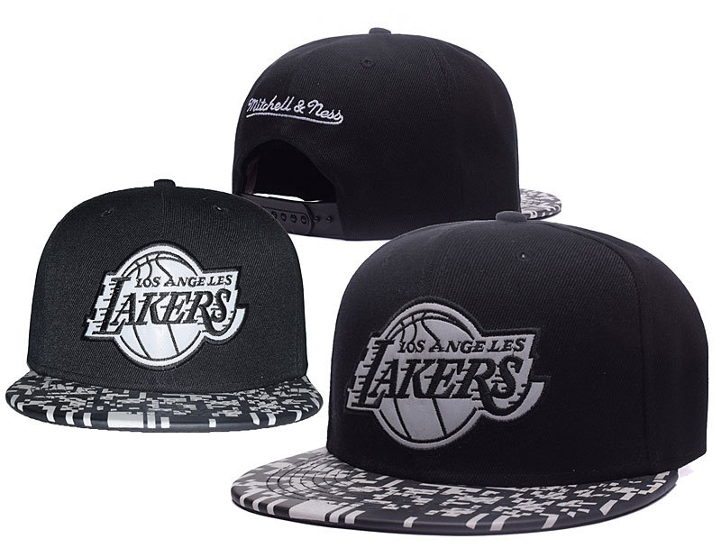 Lakers Team Logo Black Mitchell & Ness Adjustable Hat GS