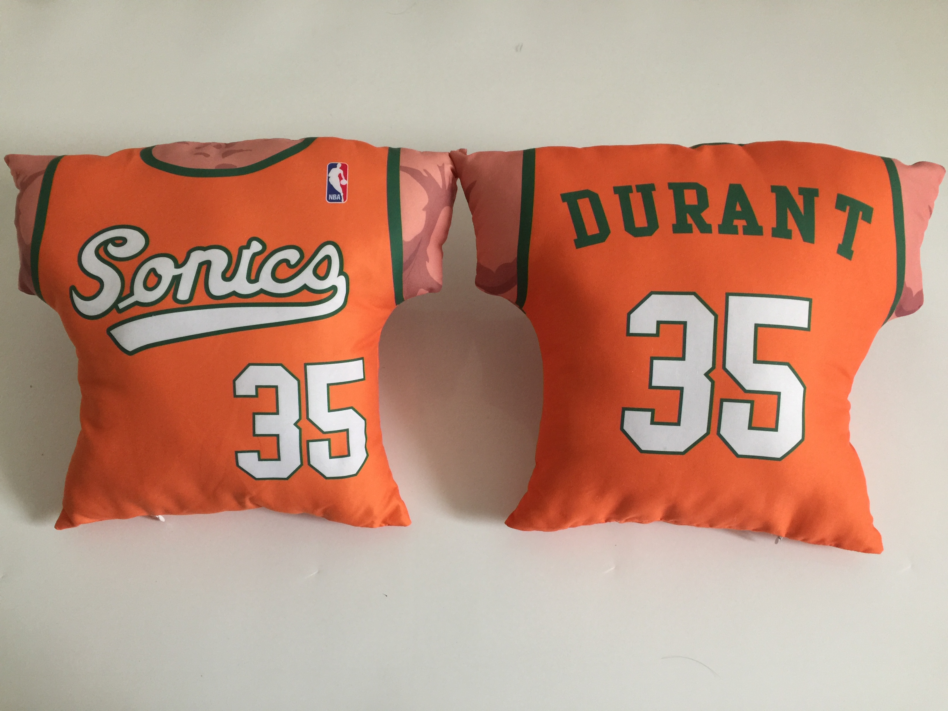 Seattle SuperSonics 35 Kevin Durant Orange NBA Pillow