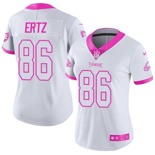 Nike Eagles 86 Zack Ertz White Women Limited Fashion Pink Jersey