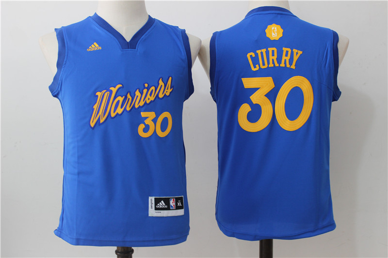 Warriors 30 Stephen Curry Royal Youth 2016 Christmas Day Swingman Jersey
