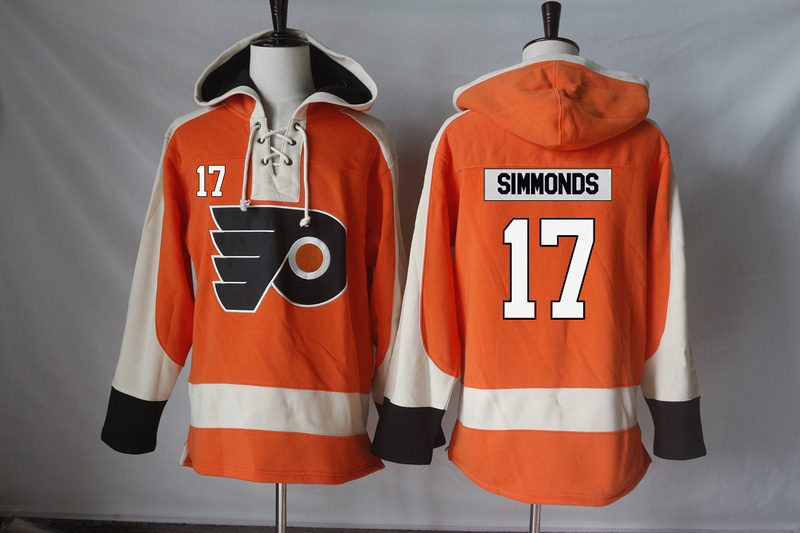Flyers 17 Wayne Simmonds Orange All Stitched Hooded Sweatshirt