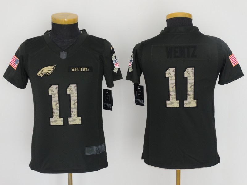 Nike Eagles 11 Carson Wentz Anthracite Salute to Service Youth Limited Jersey