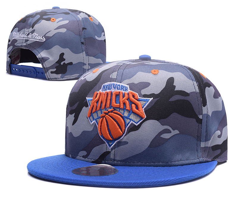 Knicks Team Logo Grey Camo Adjustable Hat YS