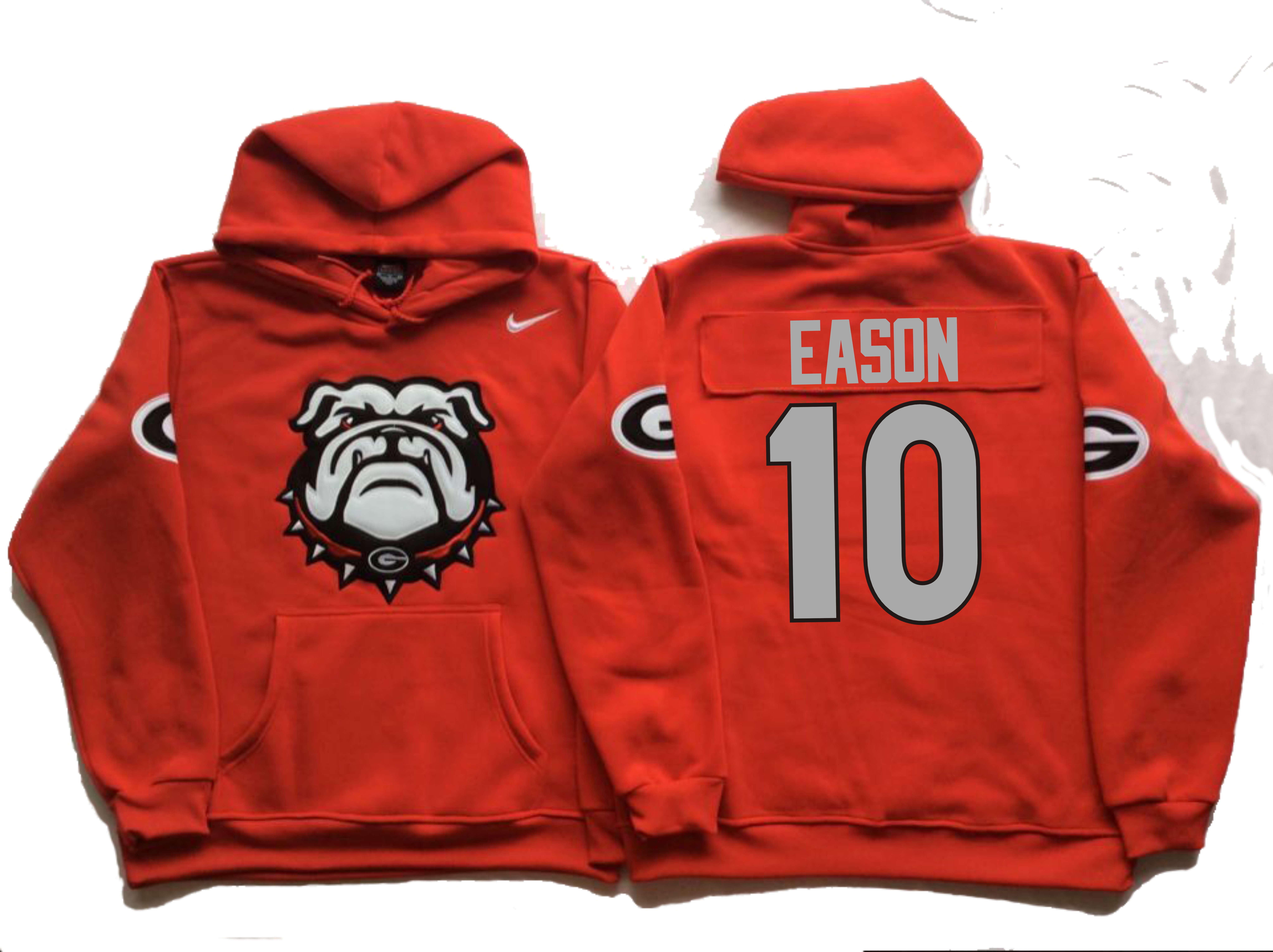 Georgia Bulldogs 10 Jacob Eason Red Men's Pullover Hoodie