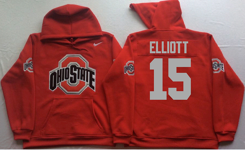 Ohio State Buckeyes 15 Ezekiel Elliott Red Men's Pullover Hoodie