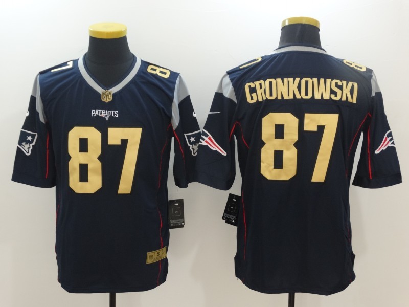 Nike Patriots 87 Rob Gronkowski Navy Gold Limited Jersey