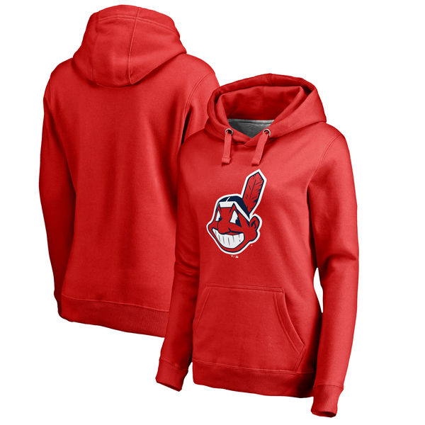 Cleveland Indians Women's Plus Sizes Primary Team Logo Pullover Hoodie Red