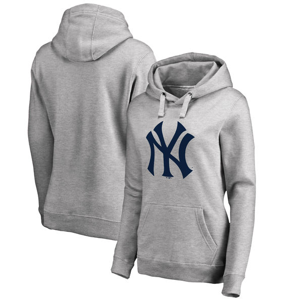 New York Yankees Women's Plus Sizes Primary Team Logo Pullover Hoodie Ash