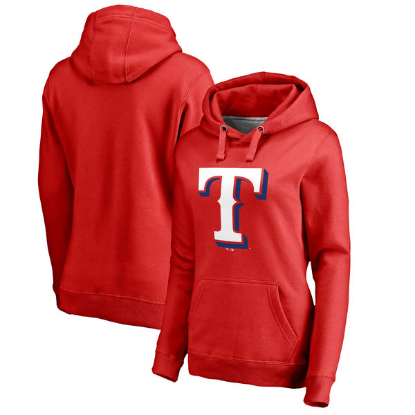 Texas Rangers Women's Plus Sizes Primary Team Logo Pullover Hoodie Red
