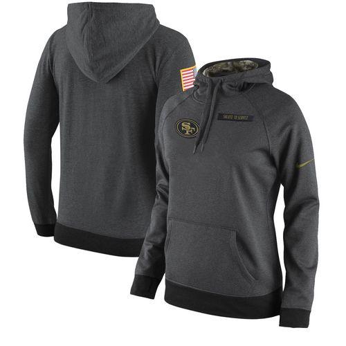 Nike 49ers Anthracite Salute to Service Women Pullover Hoodie