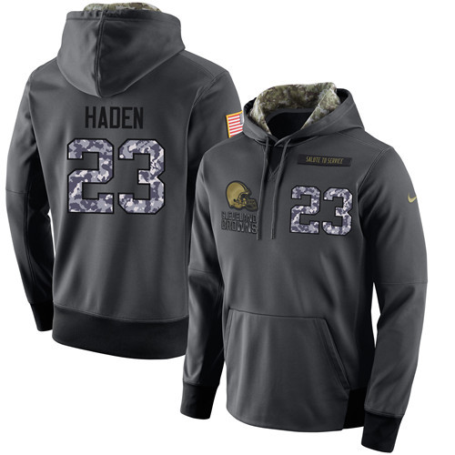 Nike Browns 23 Joe Haden Anthracite Salute to Service Pullover Hoodie