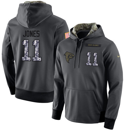 Nike Falcons 11 Julio Jones Anthracite Salute to Service Pullover Hoodie