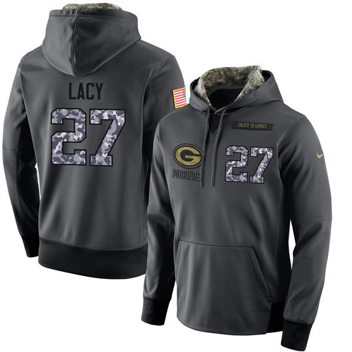 Nike Packers 27 Eddie Lacy Anthracite Salute to Service Pullover Hoodie