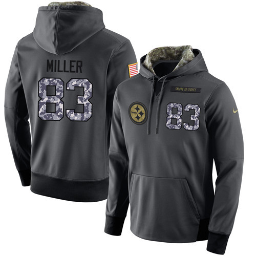 Nike Steelers 83 Heath Miller Anthracite Salute to Service Pullover Hoodie