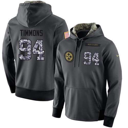 Nike Steelers 94 Lawrence Timmons Anthracite Salute to Service Pullover Hoodie