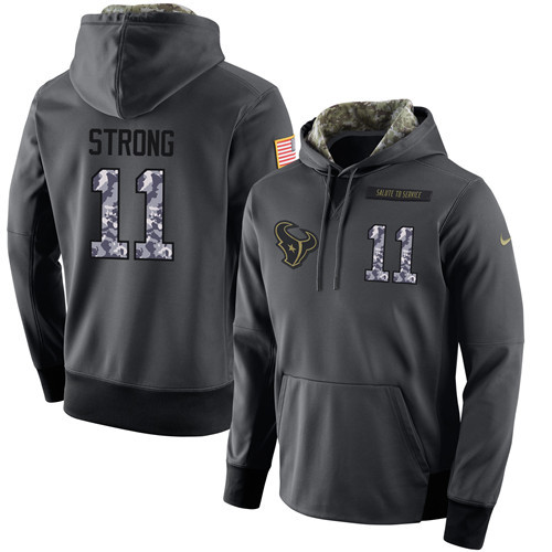Nike Texans 11 Jaelen Strong Anthracite Salute to Service Pullover Hoodie