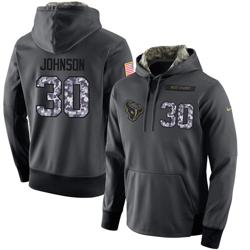 Nike Texans 30 Kevin Johnson Anthracite Salute to Service Pullover Hoodie