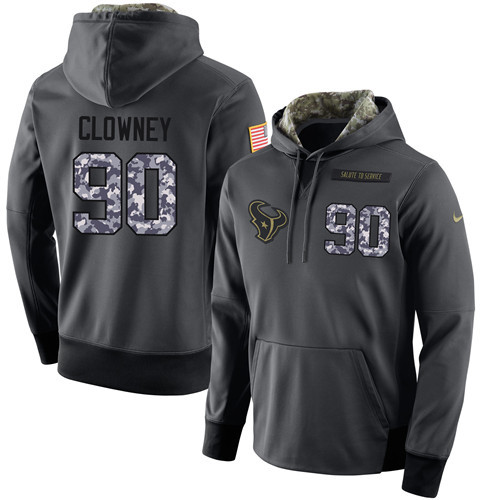 Nike Texans 90 Jadeveon Clowney Anthracite Salute to Service Pullover Hoodie