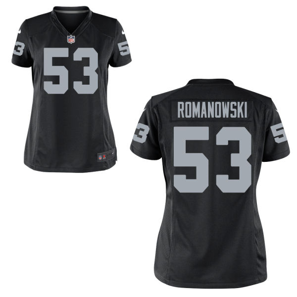 Nike Raiders 53 Bill Romanowski Black Women Game Jersey