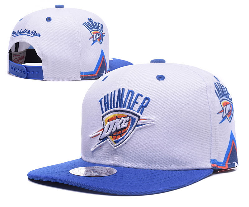 Thunder Team Logo White Mitchell & Ness Adjustable Hat LH