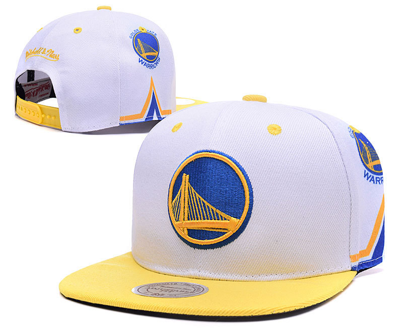 Warriors Team Logo White Mitchell & Ness Adjustable Hat LH