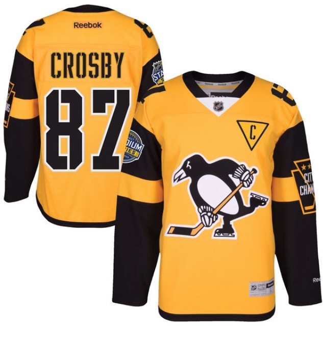 Penguins 87 Sidney Crosby Gold 2017 Stadium Series Reebok Jersey