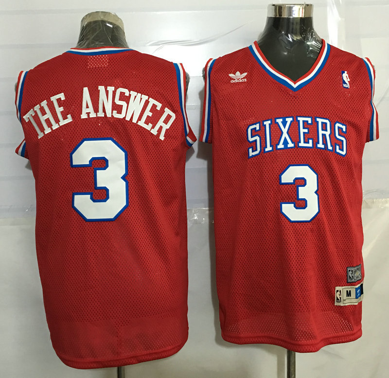 76ers 3 The Answer Red Hardwood Classics Jersey