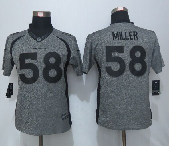 Nike Broncos 58 Von Miller Grey Gridiron Grey Women Limited Jersey