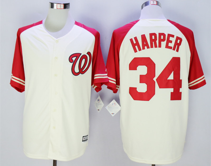 Nationals 34 Bryce Harper Cream New Cool Base Jersey