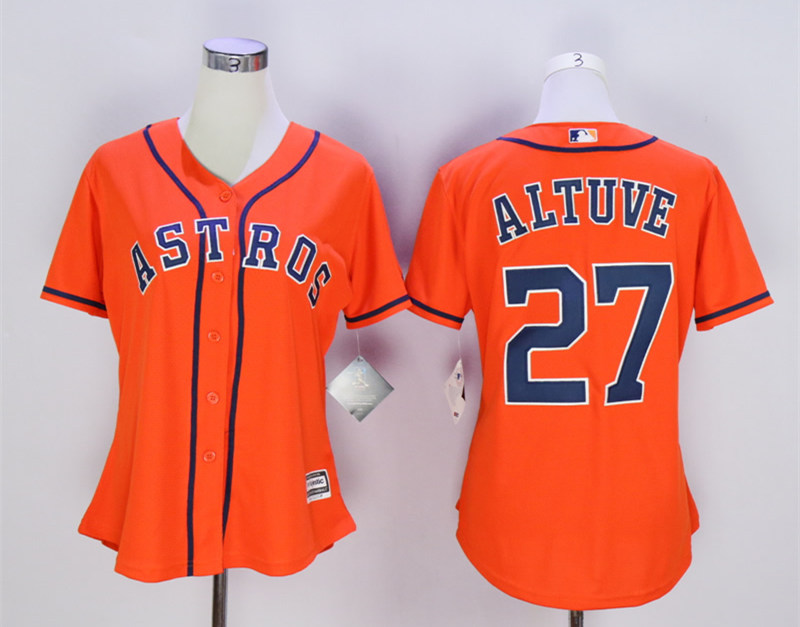 Astros 27 Jose Altuve Orange Women New Cool Base Jersey