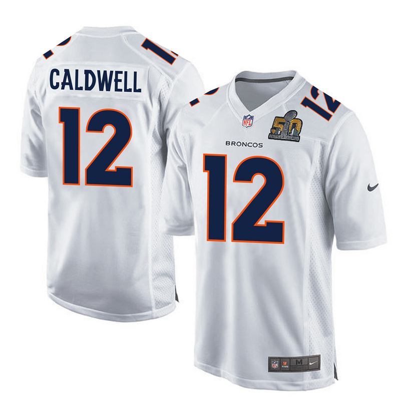 Nike Broncos 12 Andre Caldwell White Super Bowl 50 Bound Game Event Jersey