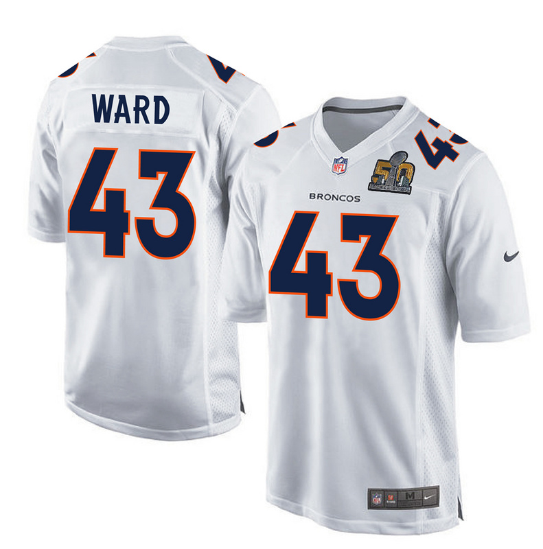 Nike Broncos 43 T.J. Ward White Super Bowl 50 Bound Game Event Jersey