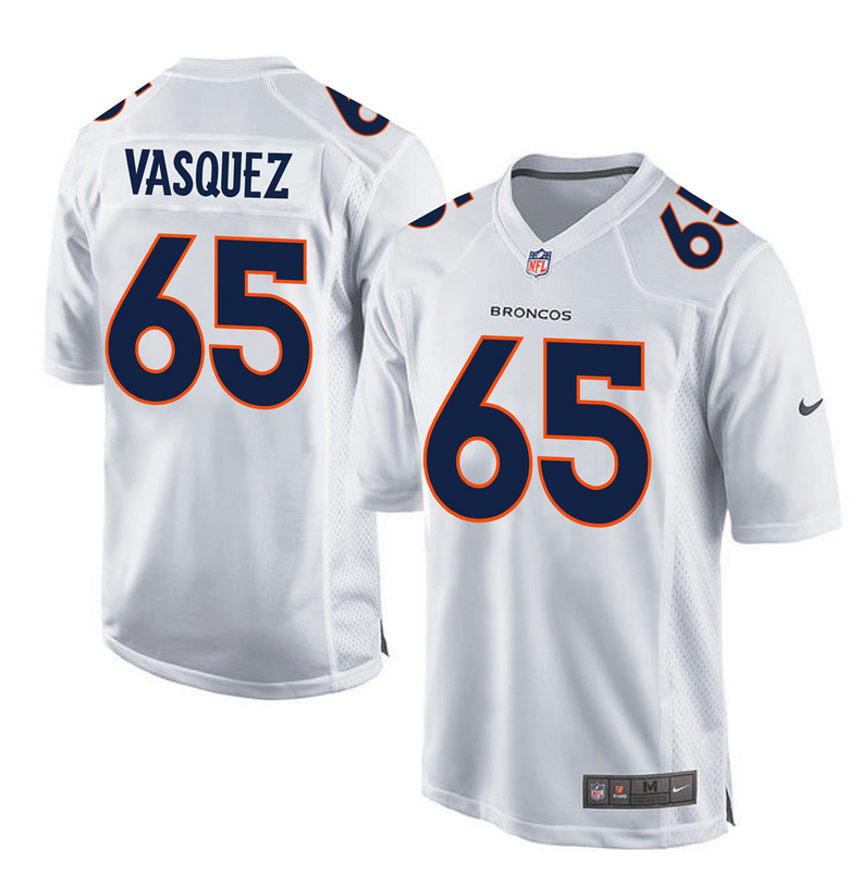 Nike Broncos 65 Louis Vasquez White Youth Game Event Jersey