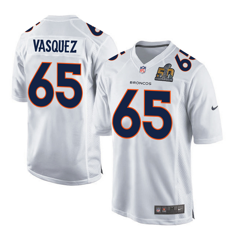 Nike Broncos 65 Louis Vasquez White Youth Super Bowl 50 Bound Game Event Jersey