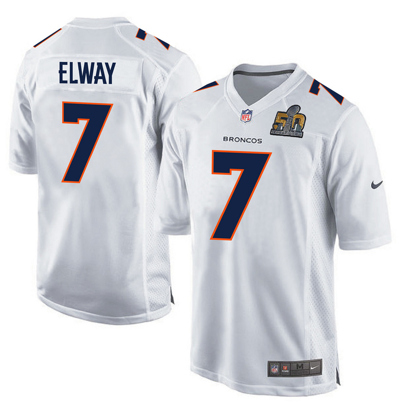 Nike Broncos 7 John Elway White Youth Super Bowl 50 Bound Game Event Jersey