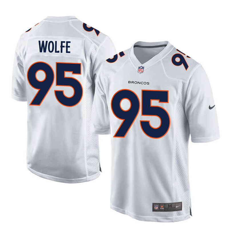 Nike Broncos 95 Derek Wolfe White Youth Game Event Jersey