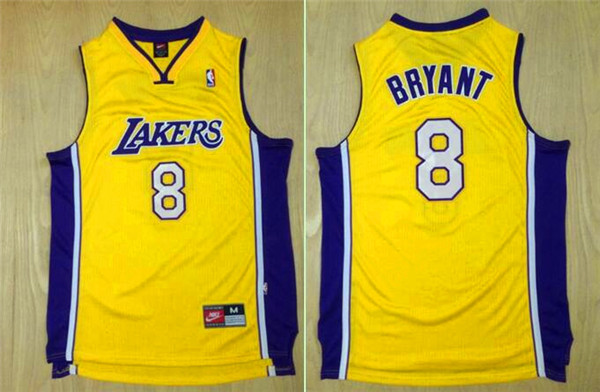 Lakers 8 Kobe Bryant Yellow Swingman Jersey